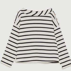 Zara Striped Basic with Pearl Buttons